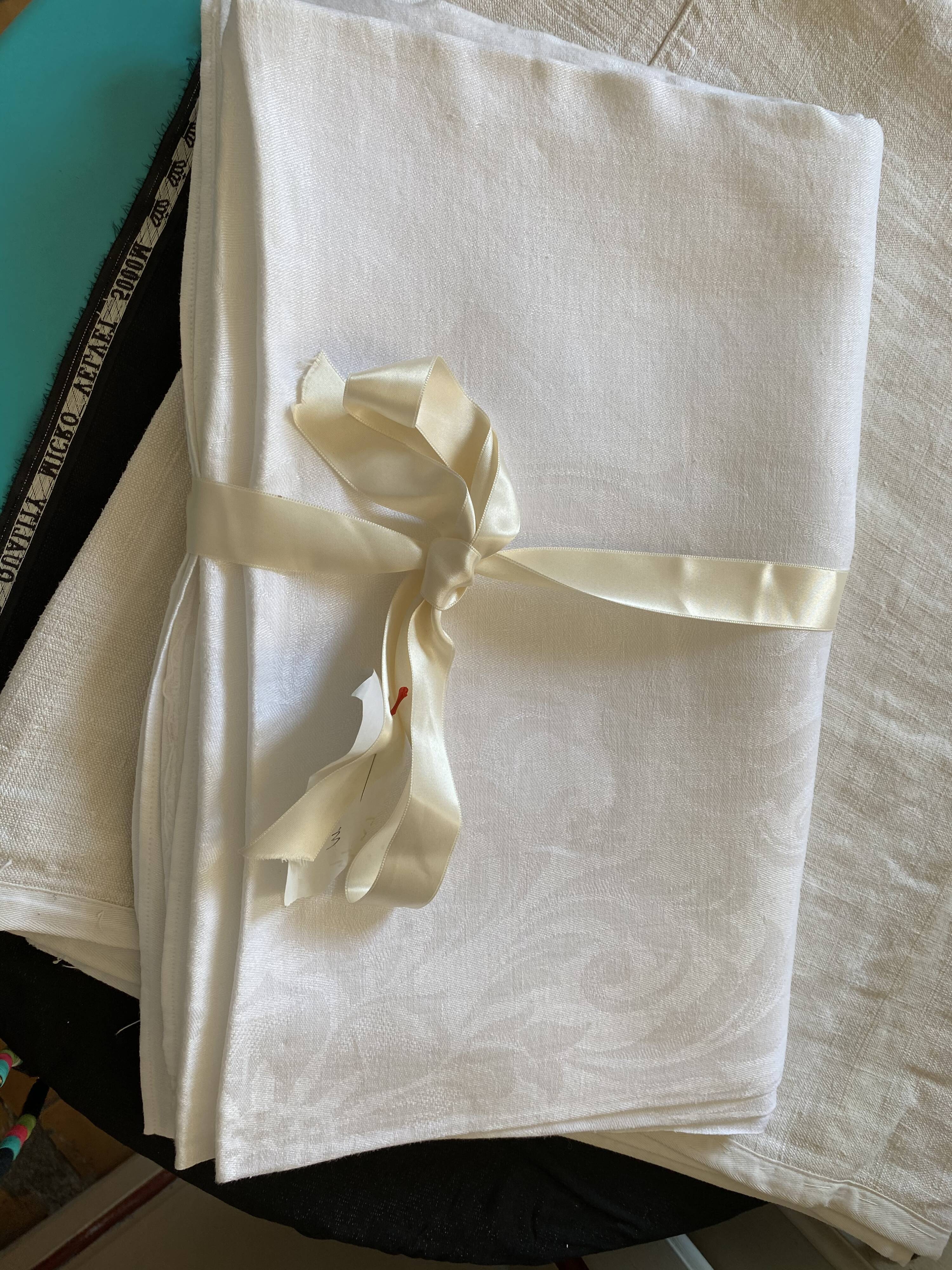 White linen tablecloth