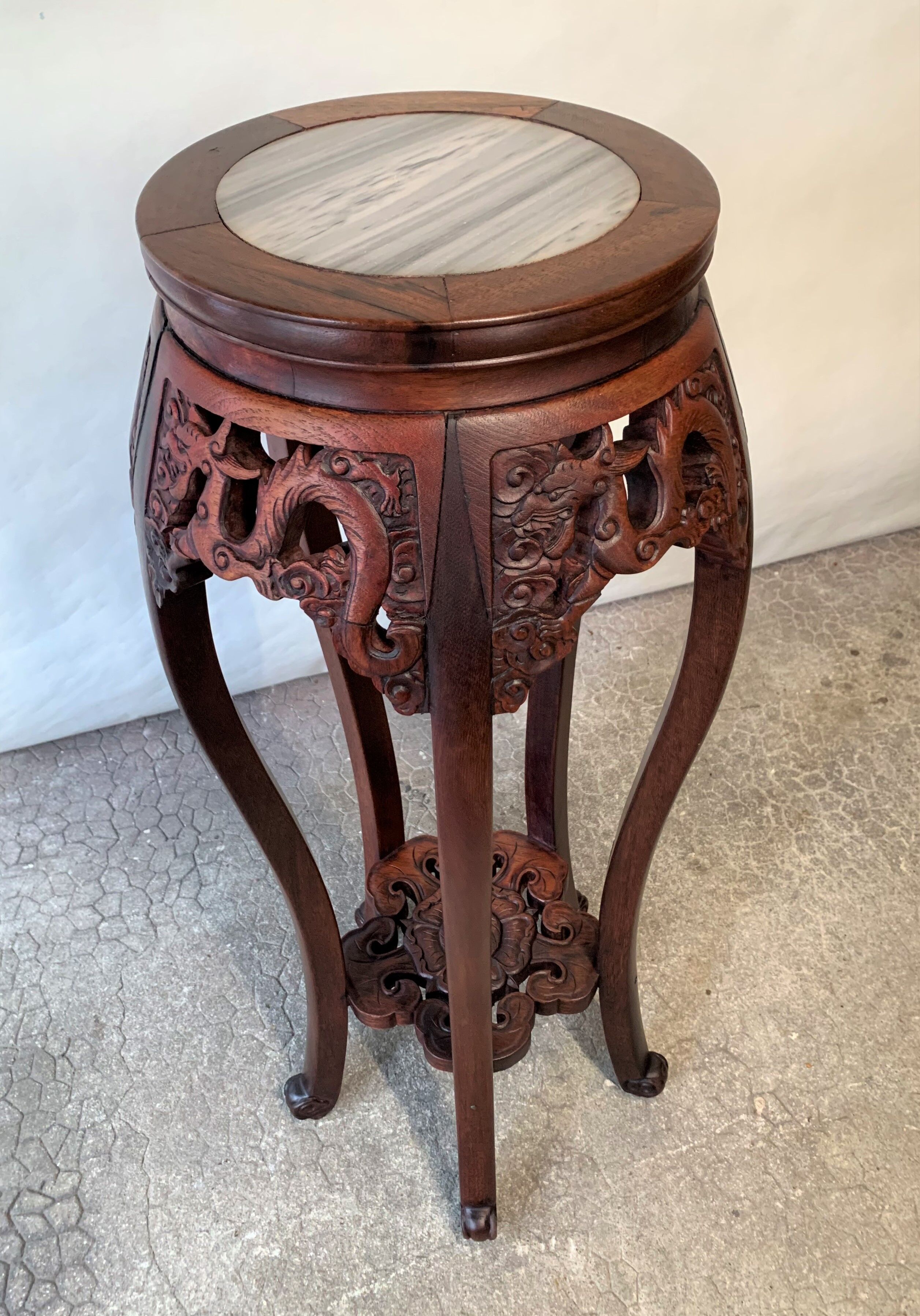 Chinese wood and marble side table