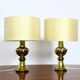 Pair of Luxus Uno & Osten gold lamps with silk shades.