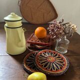 5 braided straw coasters bohemian style