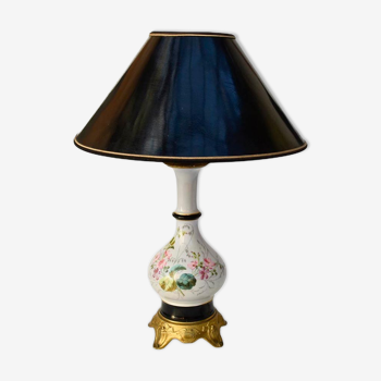 Table lamp to table floral porcelain old brass