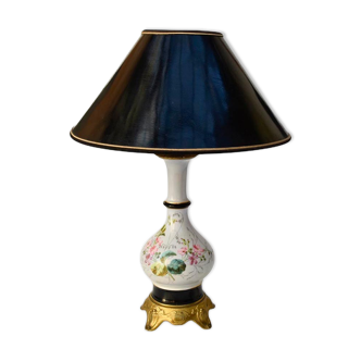 Table lamp to table floral porcelain old brass