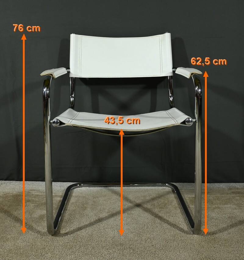 S33 armchairs in leather, attributed to M. Stam for Fasem, Italy – 1970