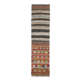 Tapis turc Oushak vintage des années 1970 fait à la main en laine et coton beige 73x292
