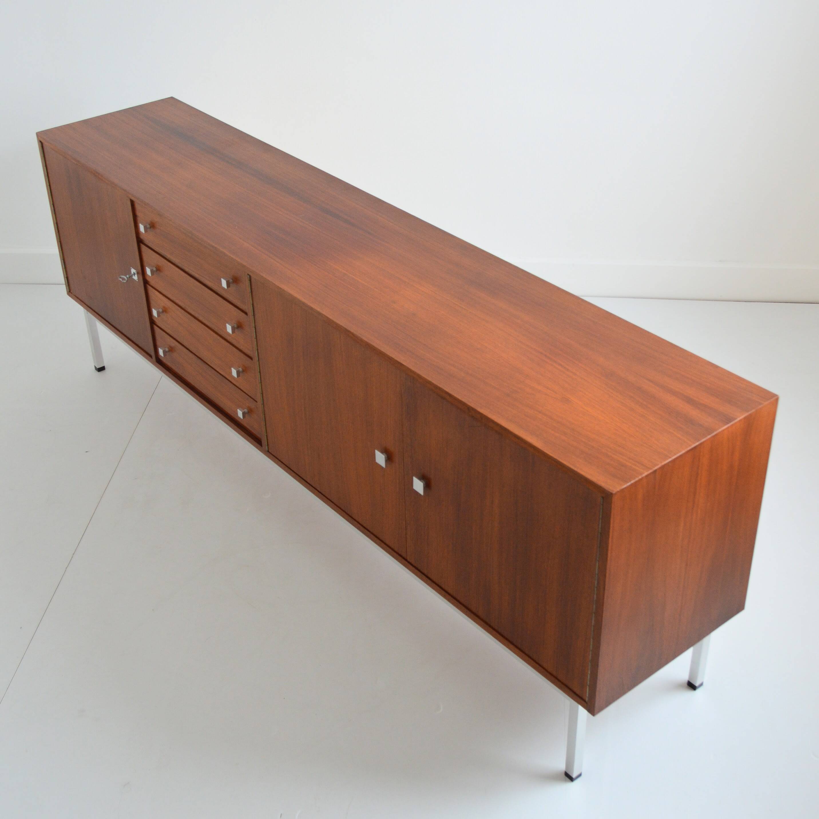 Superb teak and chrome sideboard 1960 vintage Belgium