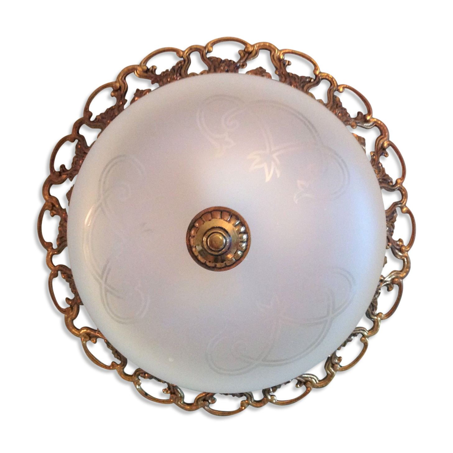 Round ceiling lamp in frosted glass art deco style