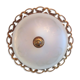 Round ceiling lamp in frosted glass art deco style