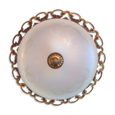Plafonnier rond en verre dépoli style art déco
