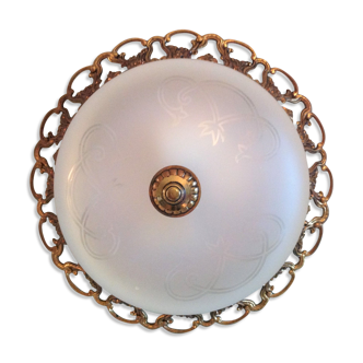 Round ceiling lamp in frosted glass art deco style