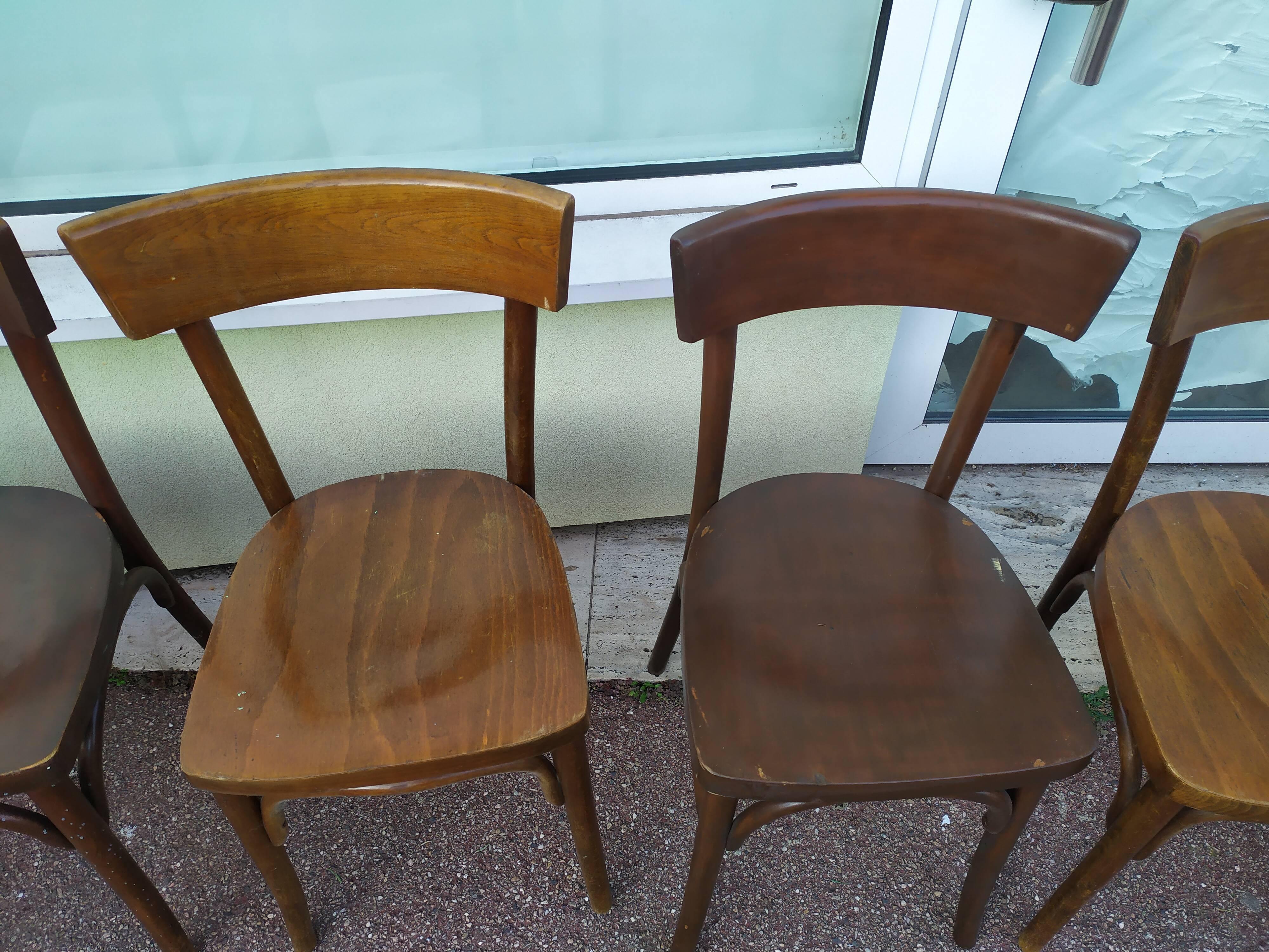 Set of 8 wooden bistrot bar chairs - vintage