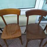Set of 8 wooden bistrot bar chairs - vintage