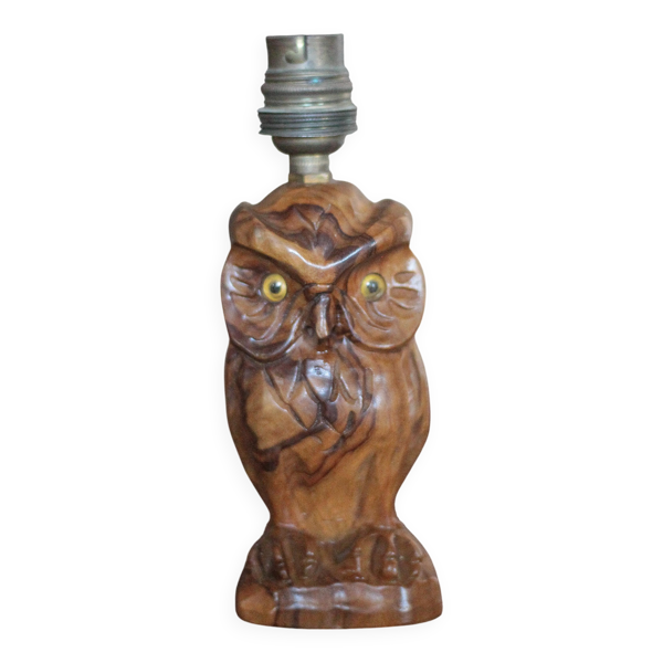 Lampe bois forme hibou, chouette vintage, lampe zoomorphe, décoration intér