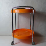 Serving table with vintage wheels