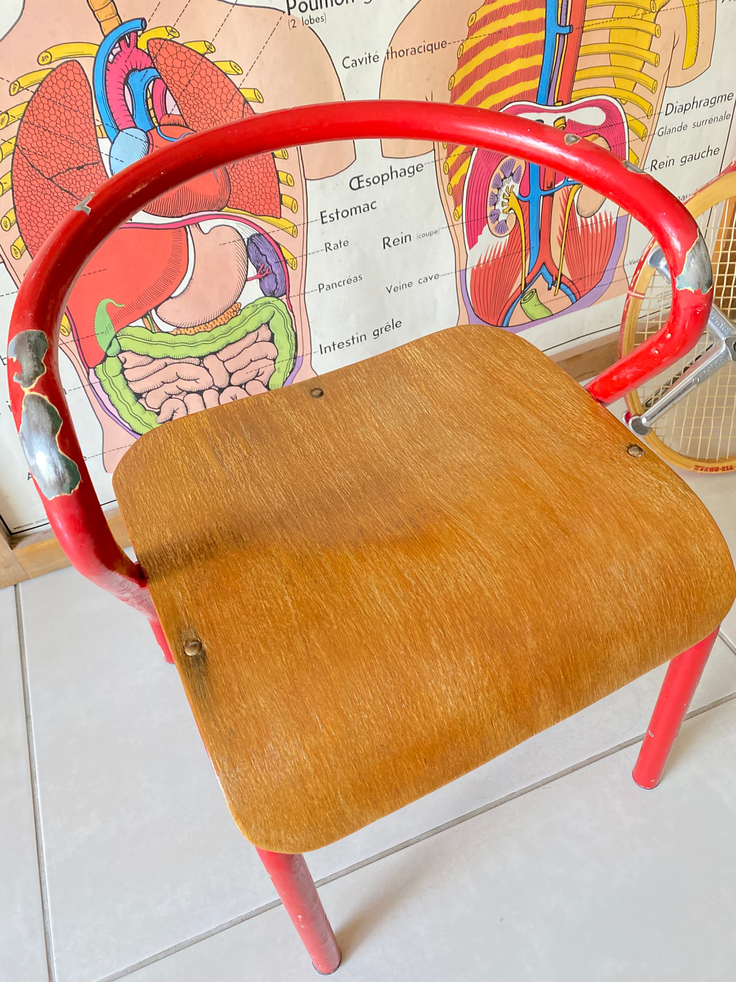 Vintage child school chair Hitier Jacques