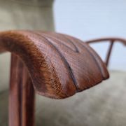 1960s, Danish highback armchair, furniture velour, oak wood.