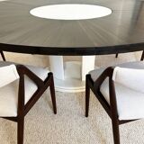 Large vintage macassar marble and ebony dining table
