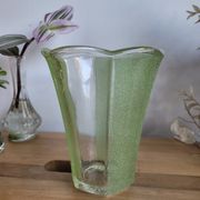 Green granite glass vase