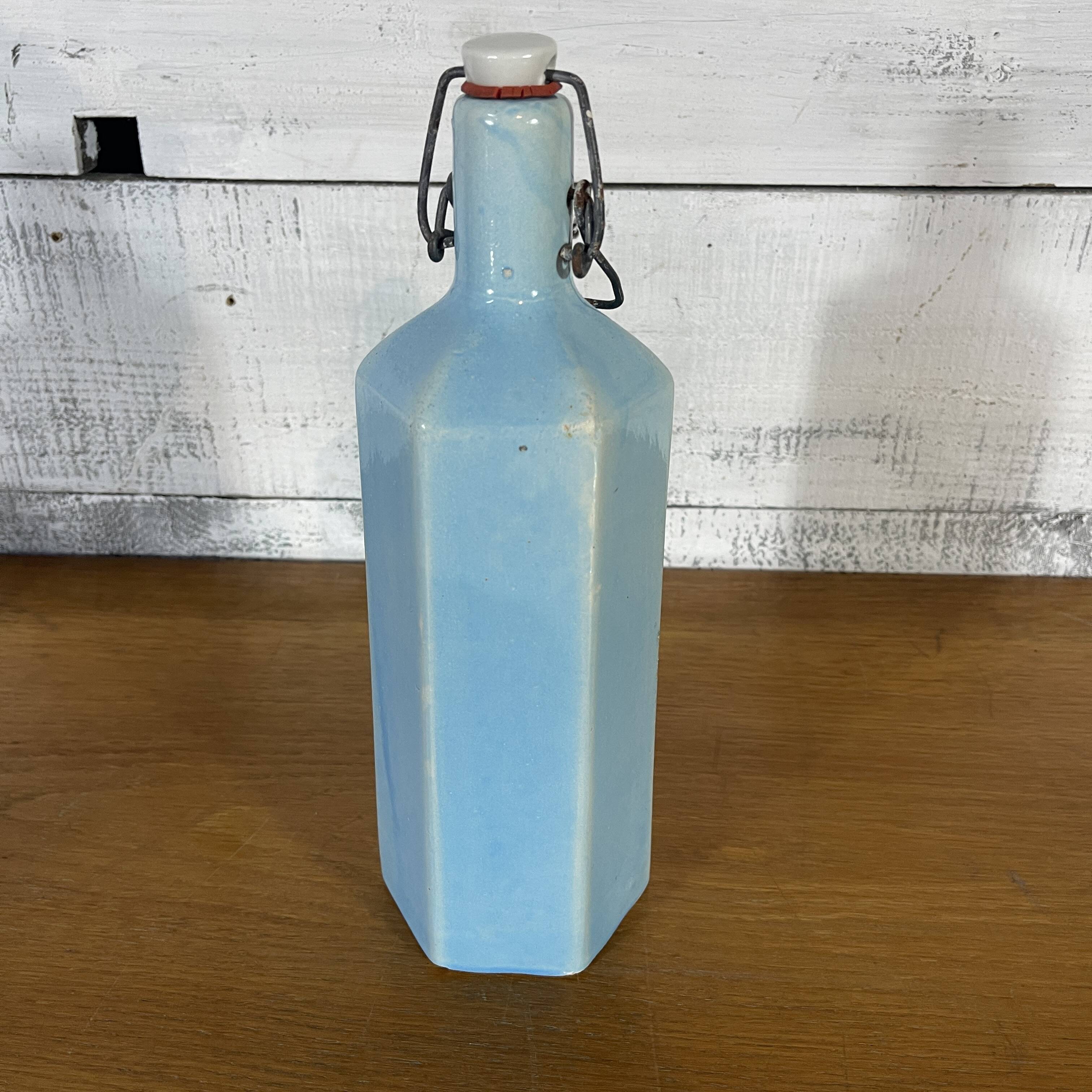 Blue glazed stoneware bottle