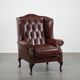 Fauteuil à oreilles Chesterfield en cuir classique et élégant de style anglais