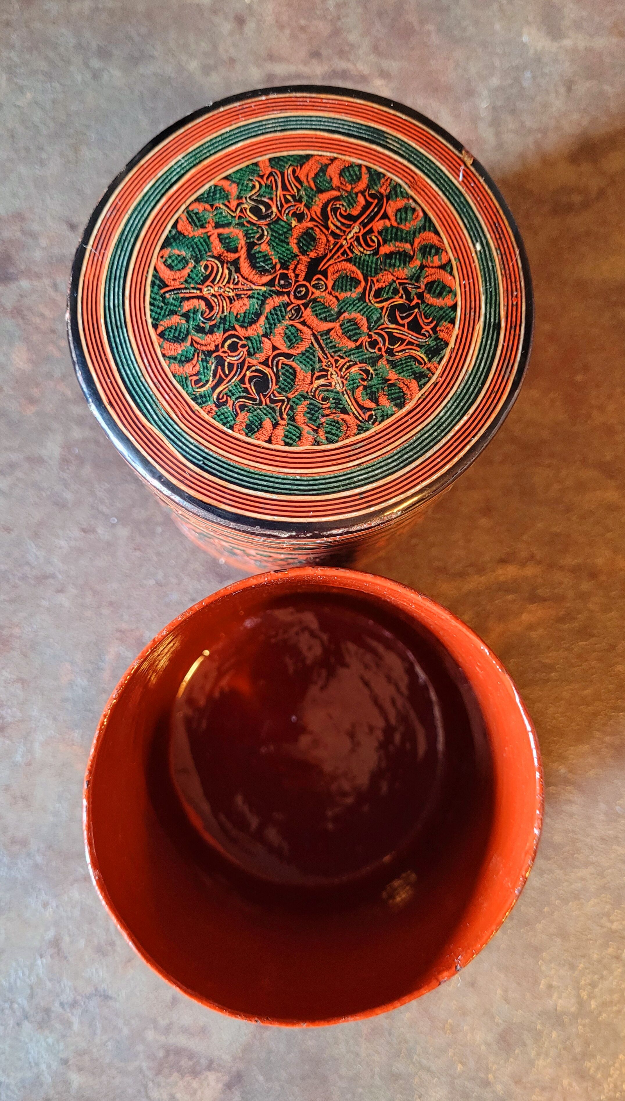 Old vintage lacquer box Asia Burma China