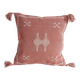 Coussin en lin marocain fait à la main, rose et crème, style mauresque, neuf