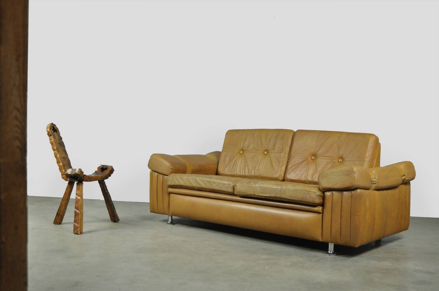 Danish vintage leather 2-seater sofa by svend skipper, 1970s