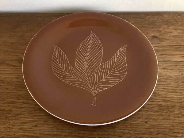 Plat Robert Picault moderniste 1960 feuille