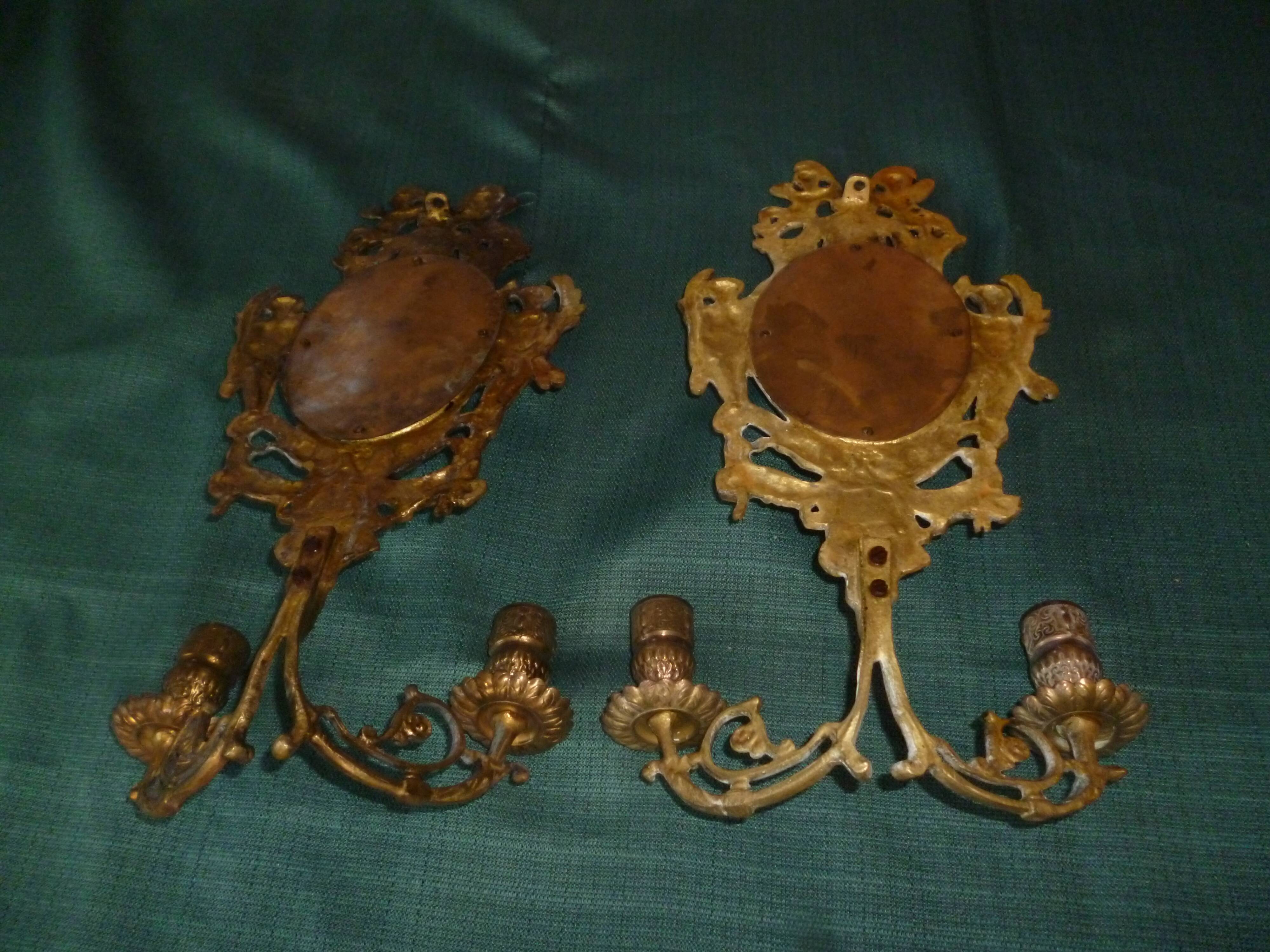 Paire d'appliques bronze avec miroir biseauté XIXème