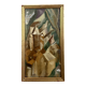 Modernist oil painting from the 70s under glass.