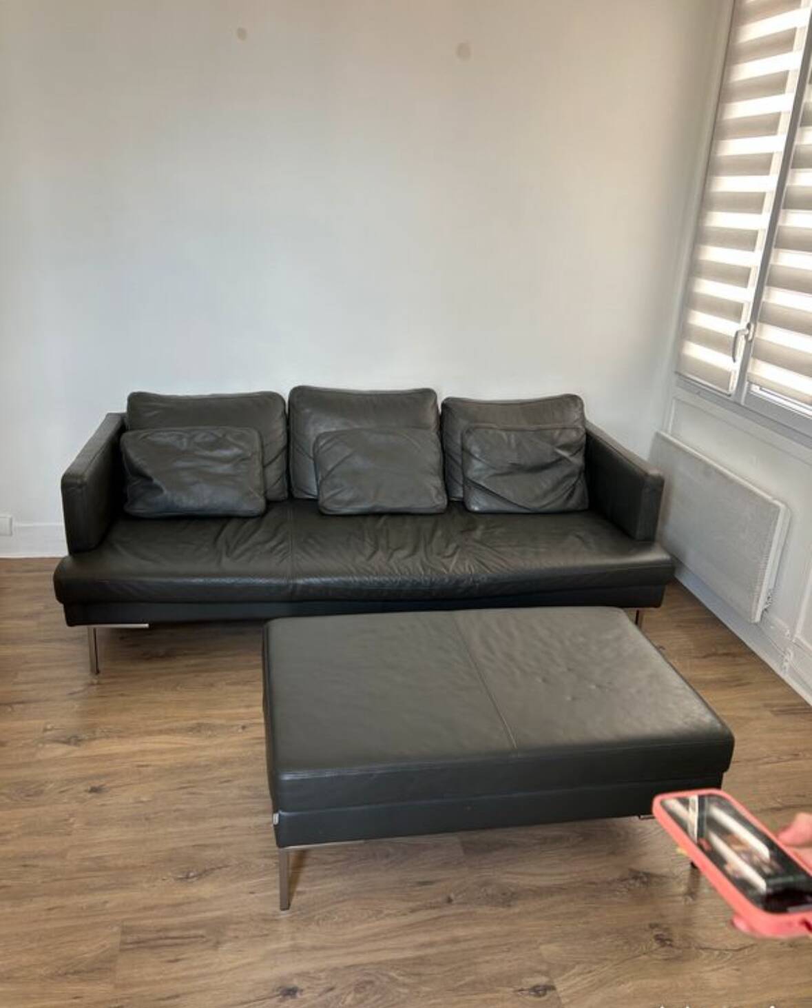 BoConcept leather sofa + matching ottoman