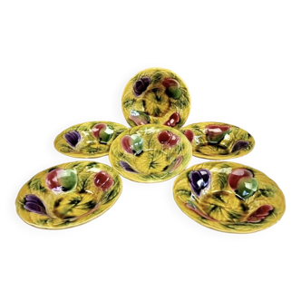 6 Sarreguemines slushie fruit bowl cups, circa 1920