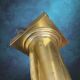 Large vintage brass lamp base in neoclassical column style with a copper socket.