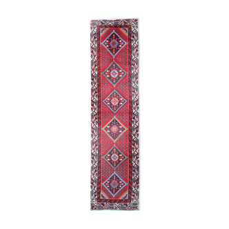 Vintage persian runner rug long handwoven oriental wool carpet - 74x300cm