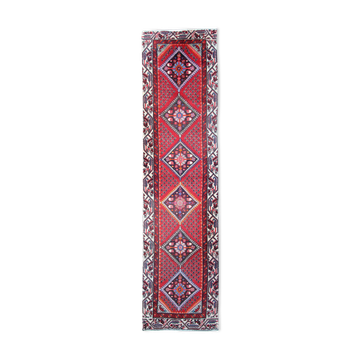 Vintage persian runner rug long handwoven oriental wool carpet - 74x300cm