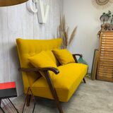 Yellow velvet sofa