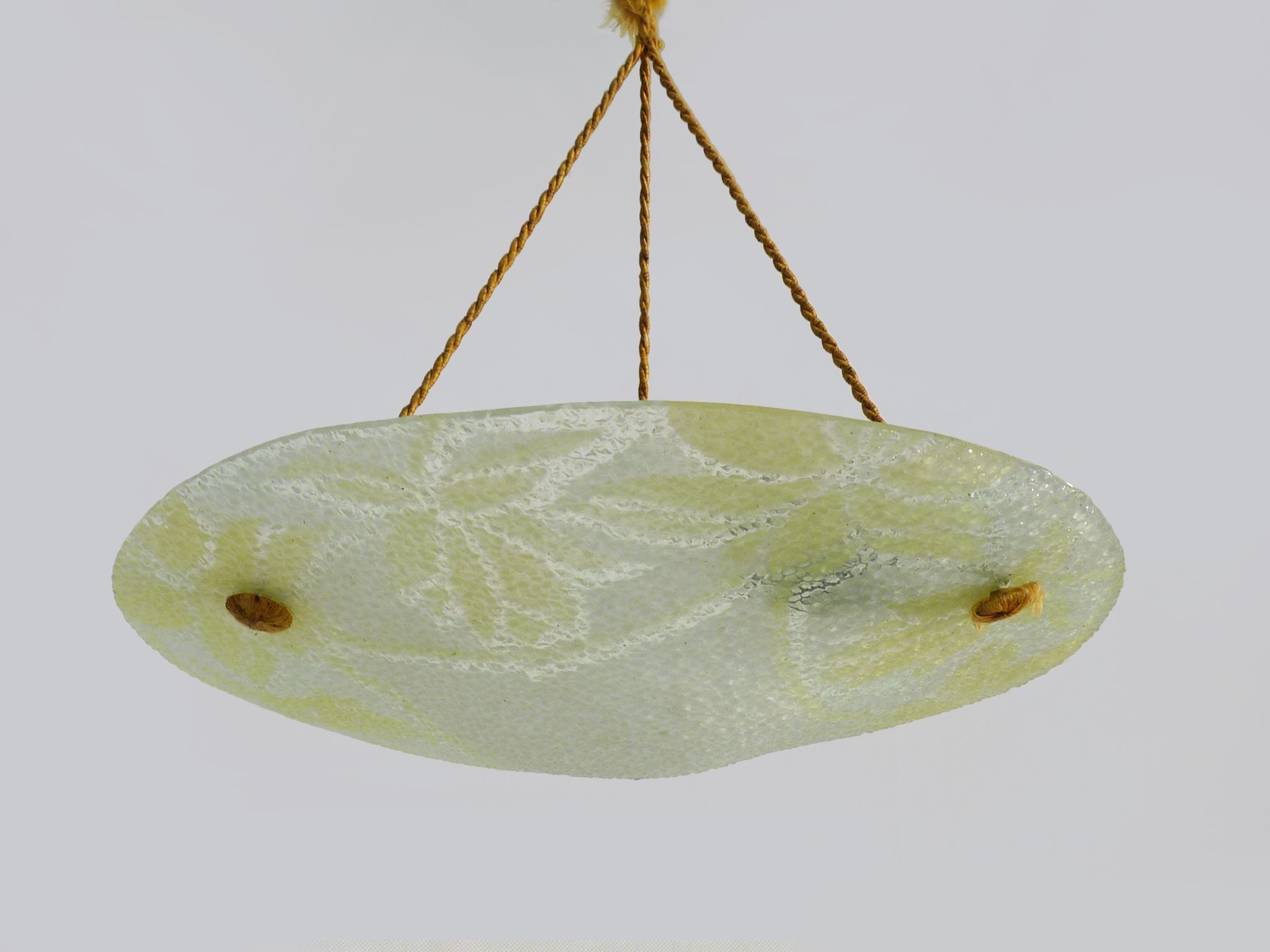 Suspension basin Art Deco 1 Fire, in yellow and transparent glass. Year 30
