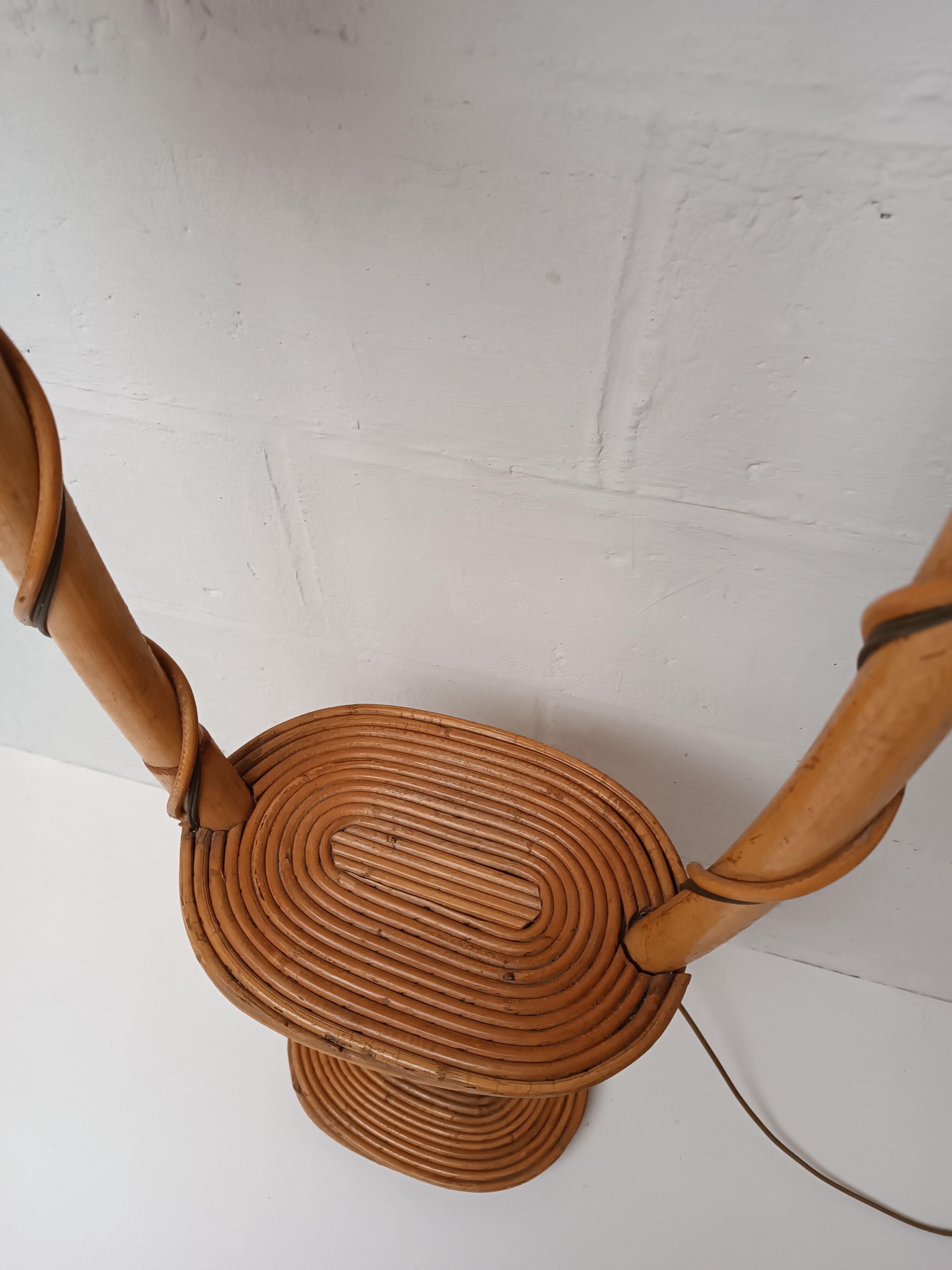 Bamboo and rattan floor lamp 2 fires 60s