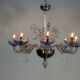 Venetian chandelier in two-tone grey/blue Murano glass with gilding, circa 1990.