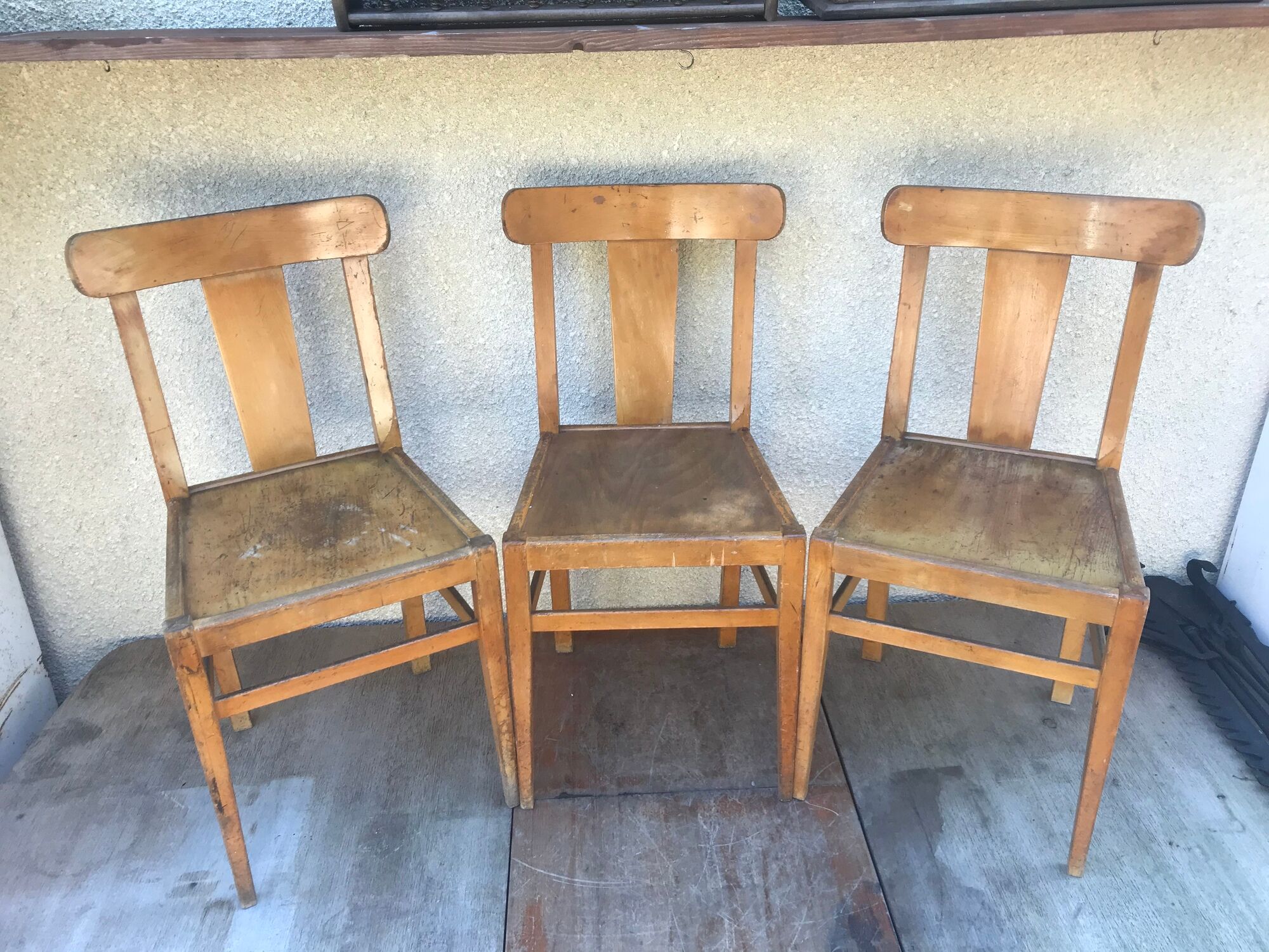 Series of 3 chairs old bistrot 60s vintage