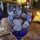 6 verres à pied d'art, bleu cobalt émaillé et doré