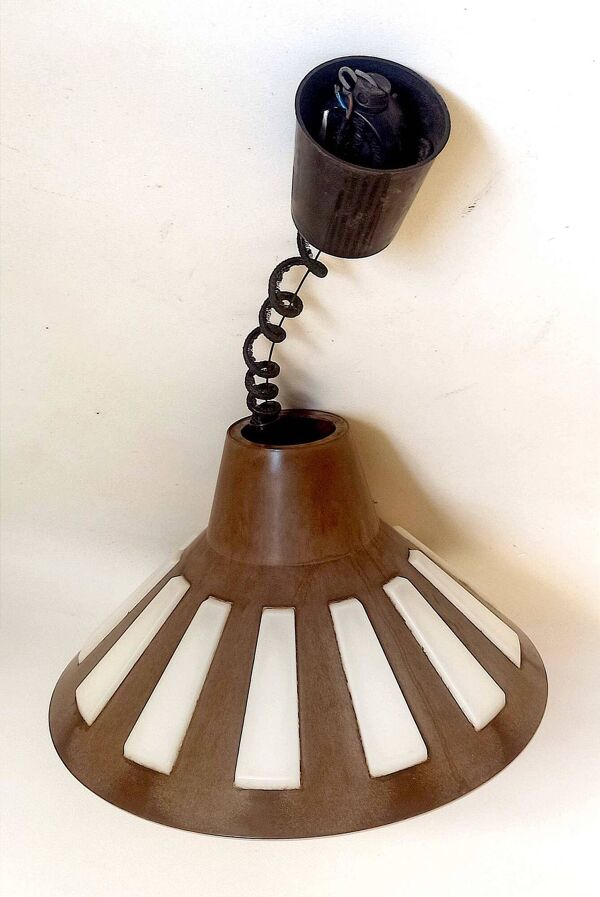 Lustre suspension monte et baisse bakelite Années 70 Diamètre 40 cm