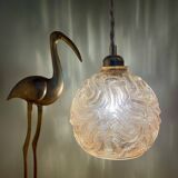 Vintage amber glass globe pendant light