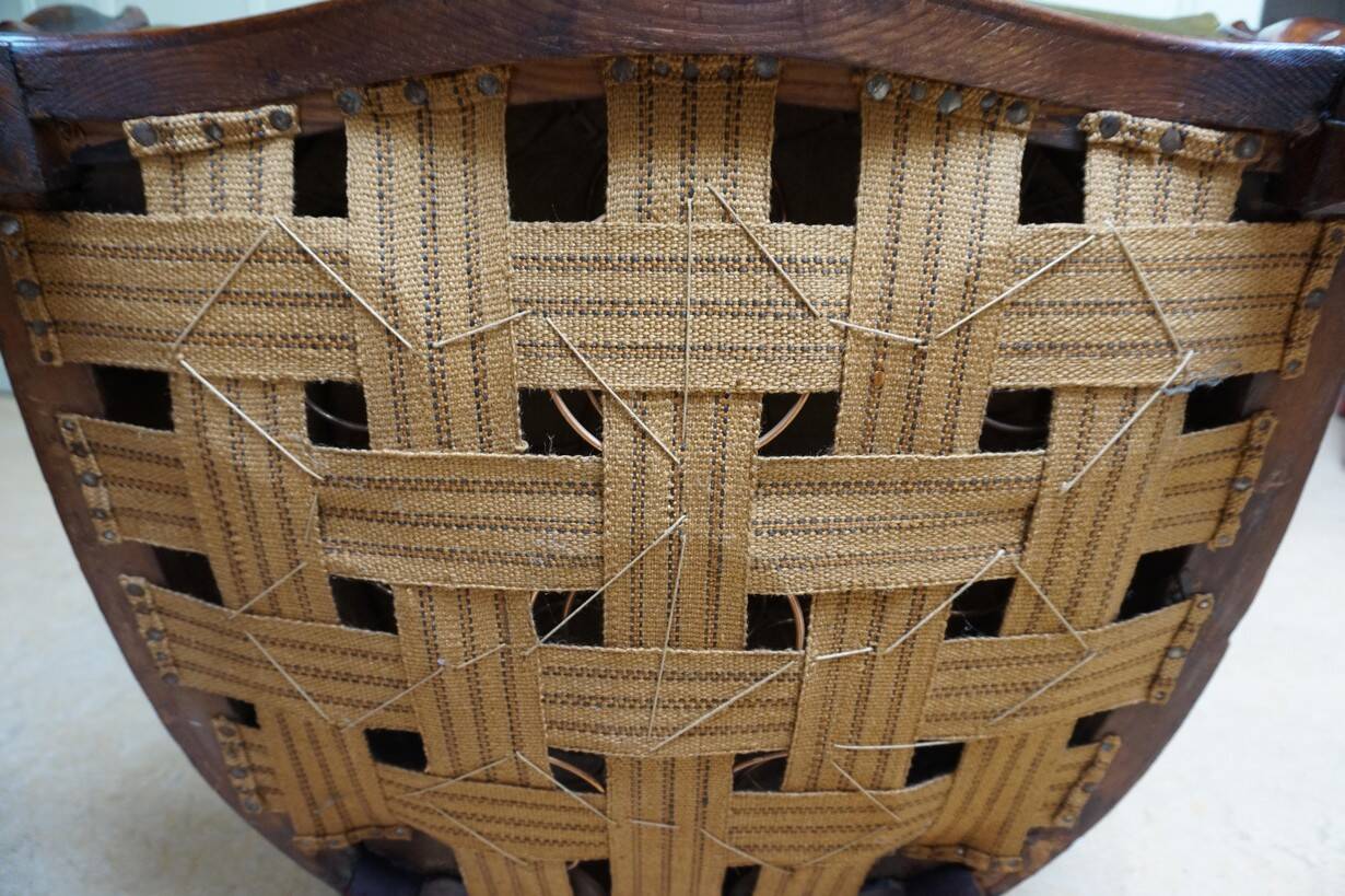 Mahogany Napoleon III Armchair with Carved Grapes  Decoration on Top, 1870s