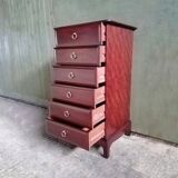 Midcentury 1970s stag minstrel six drawer narrow chest of drawers tallboy by John and Sylvia Reid