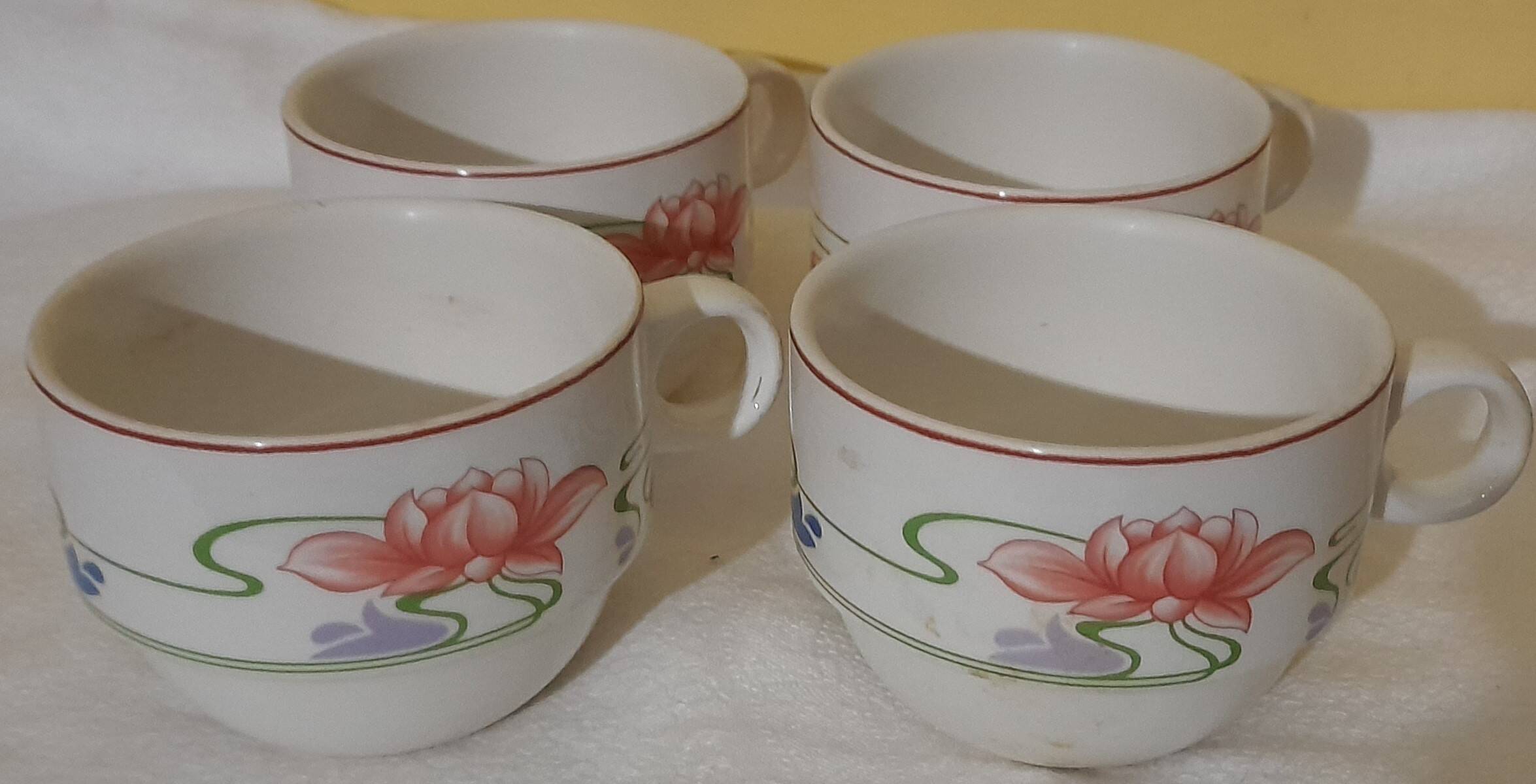 4 chocolate cups in vitro porcelain Villeroy & Boch model Florida diam 9 cm