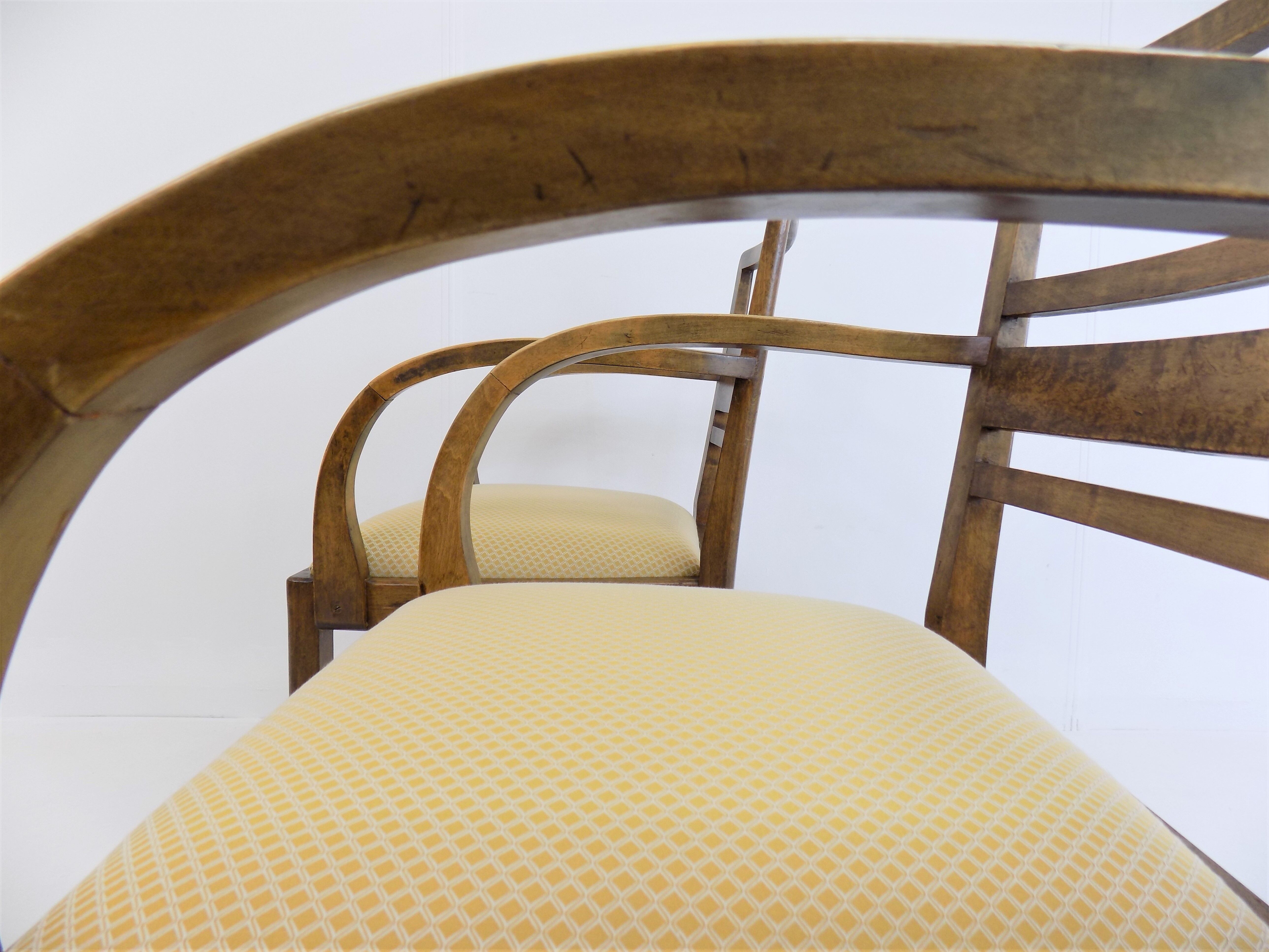 Set of 2 Art Deco chairs in birch burl
