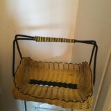 Plateau forme panier en scoubidou et fer forge
