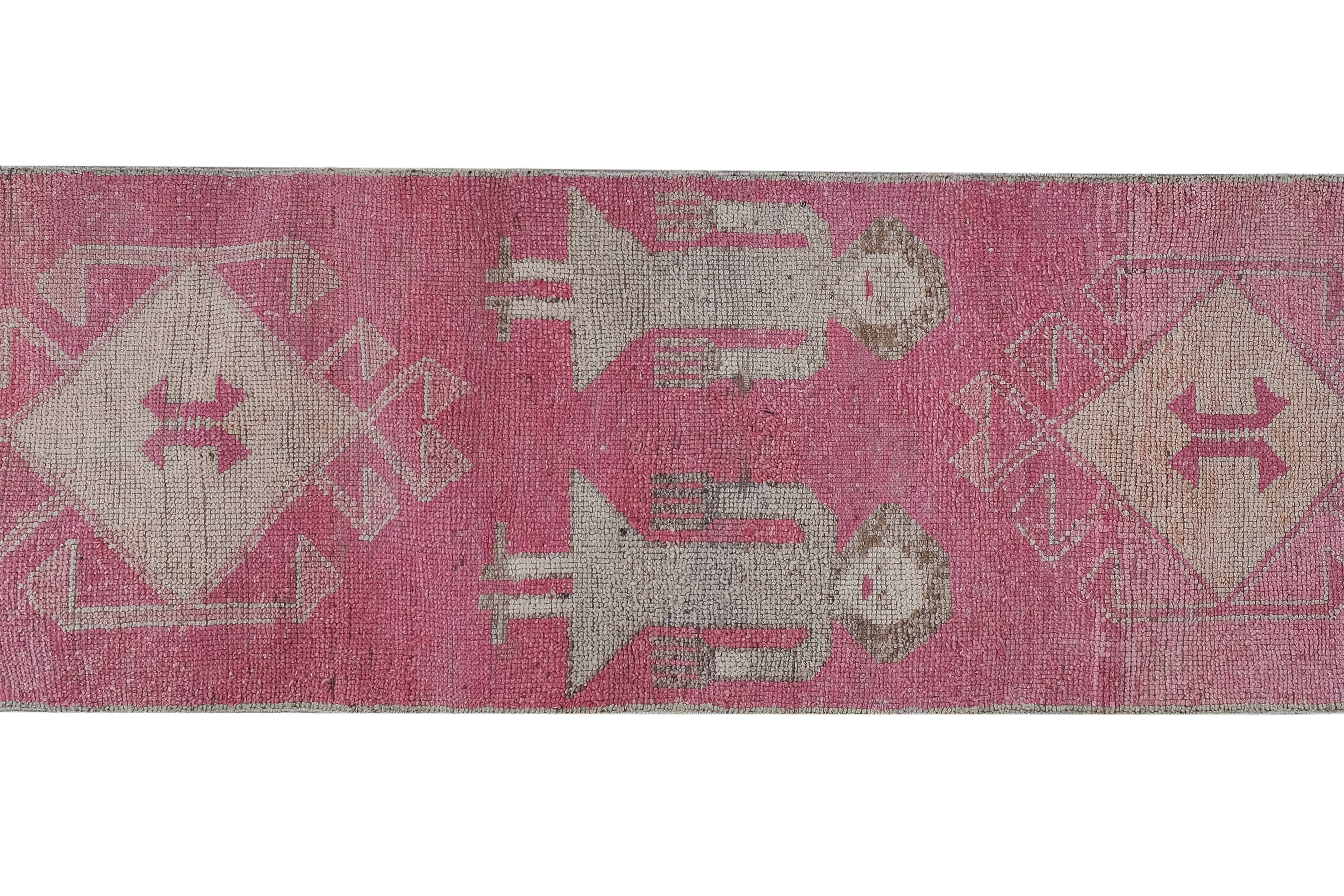 Vintage Turkish rug from Oushak, hand-woven 96x318 cm