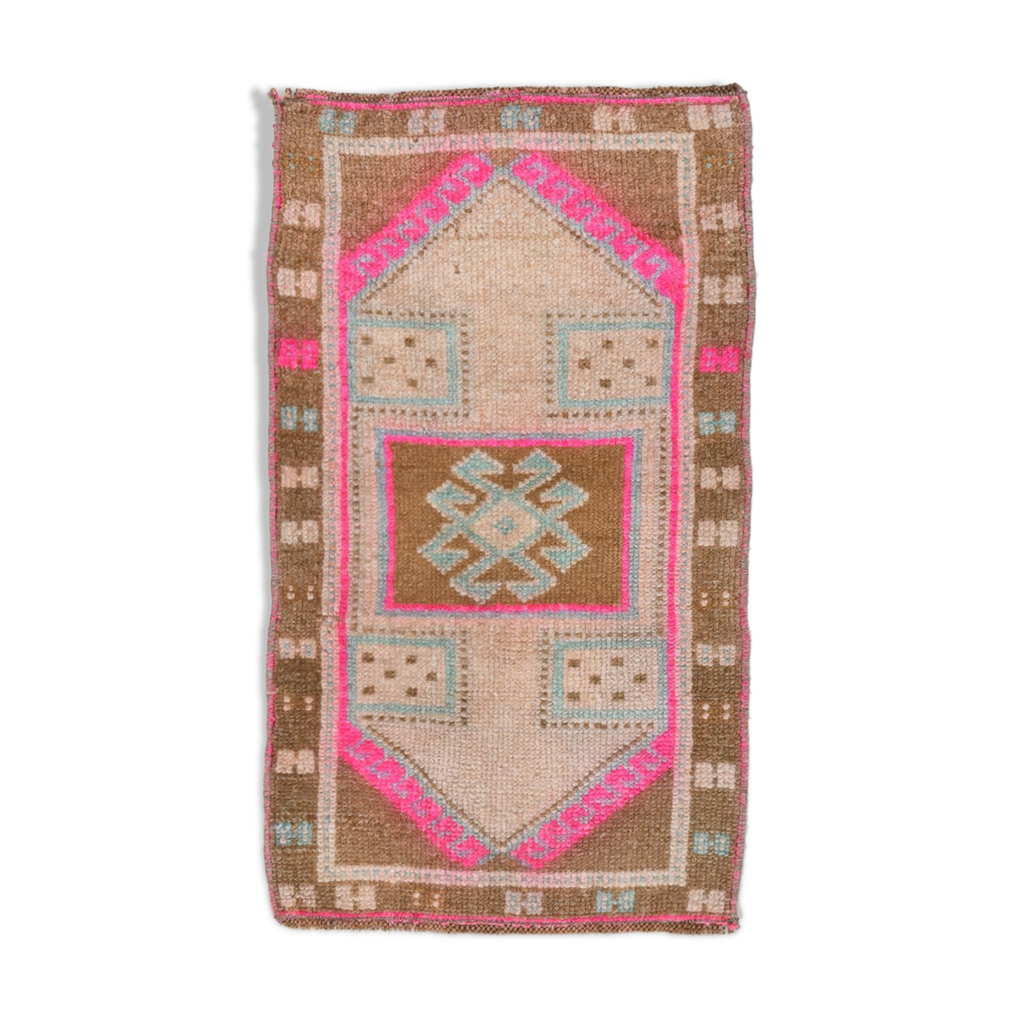 Handmade Wool İn Vintage Door Mat Rug