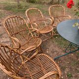 Lot de 4 fauteuils adultes en rotin